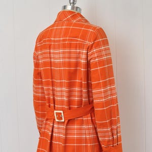 1970s Courreges Hyperbole Orange White Plaid Cotton Coat Jacket Dress image 15