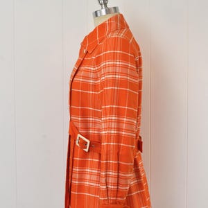 1970s Courreges Hyperbole Orange White Plaid Cotton Coat Jacket Dress image 10