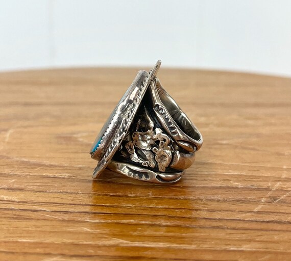 Vintage Navajo B Sterling Silver Turquoise Large Chun… - Gem