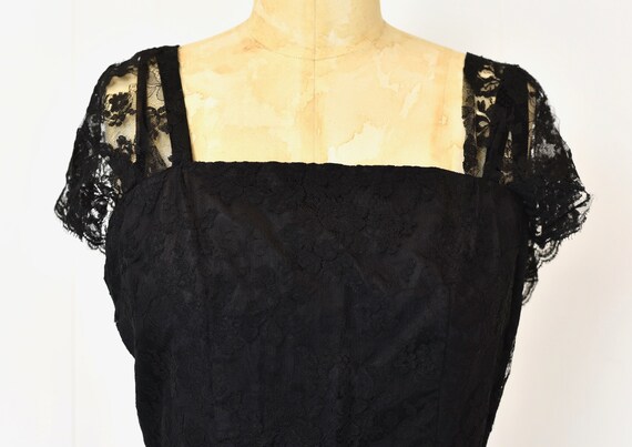 1950s Black Chantilly Lace Gown Party Dress Wound… - image 3