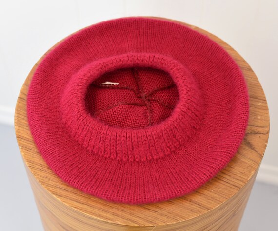 1980s Raspberry Pink Wool Beret Hat - image 10