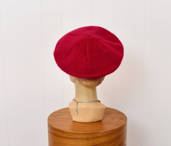 1980s Raspberry Pink Wool Beret Hat - image 6