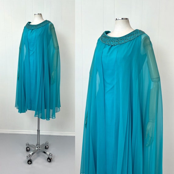 1950s/1960s Turquoise Blue Wiggle Cocktail Dress … - image 3