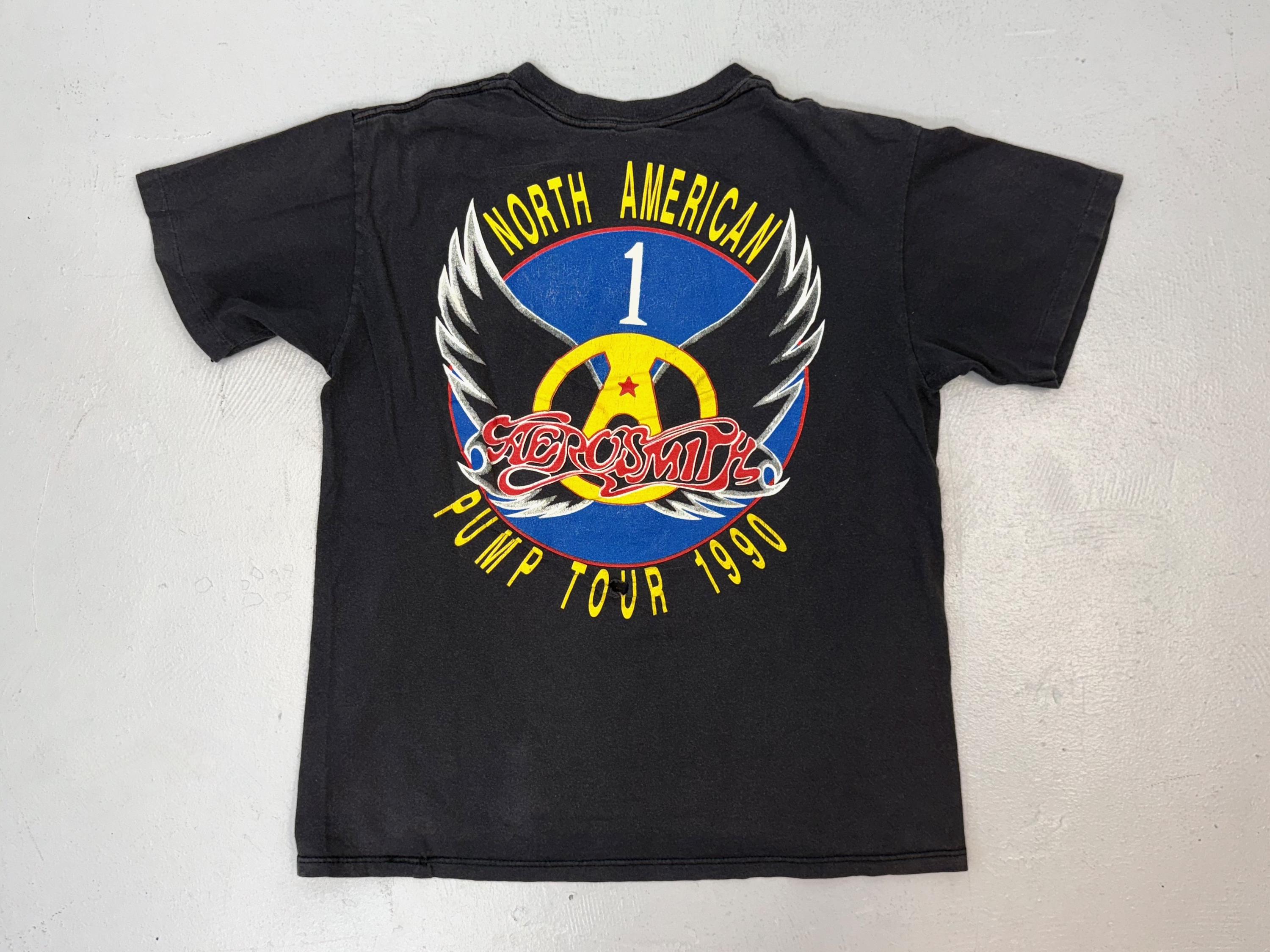 1990 Aerosmith Pump World Tour Rock Metal Black Double Sided 