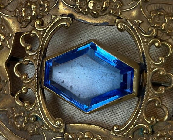 Antique 1800s Victorian Art Nouveau Blue Glass St… - image 10