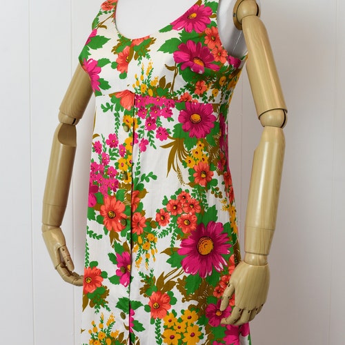 1960s/1970s Bright Floral Maxi shops Dress