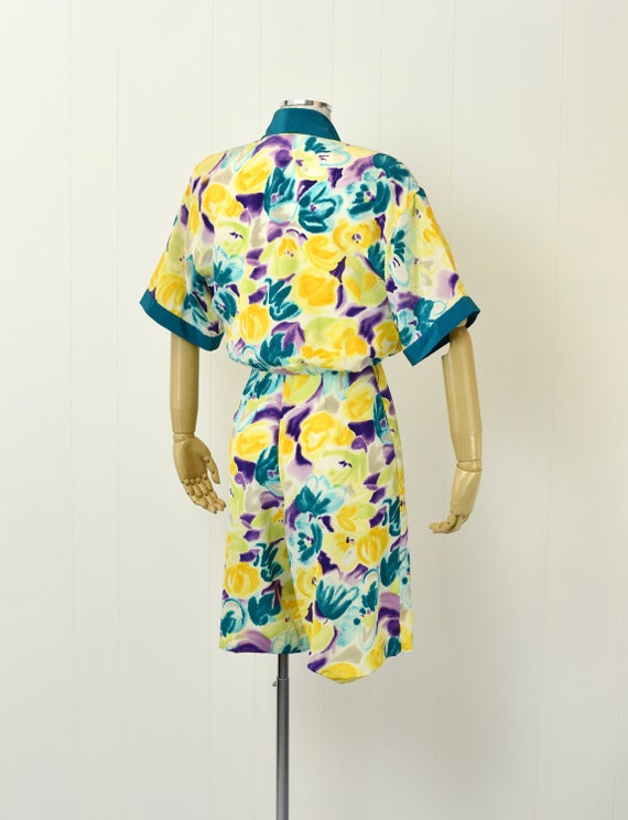 1980s Oscar de la Renta Floral Silk Romper - image 8