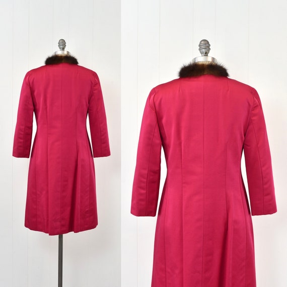 1960s Raspberry Pink Magenta Mink Fur Collar Mid … - image 7