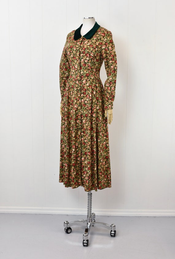 1980s Laura Ashley Green Floral Rose Print Cottag… - image 3