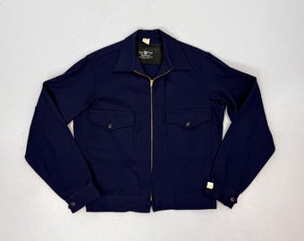 Vintage 60s 70s USMA Cadet Jacket Black Wool Full Zip Men's Size
