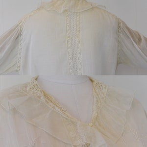 Antique 1900s White Voile Floral Embroidered Blouse image 9