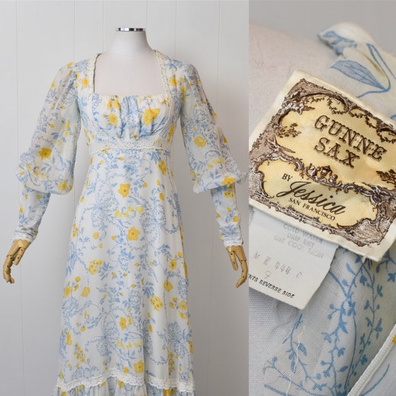 GUNNE SAX - 70Ｓ　USA製　Jessica&#39;s GUNNIES　ガニーサックス　小花柄 レディース 古着 70s USA製 GUNNE SAX 小花柄 レース ガーリー