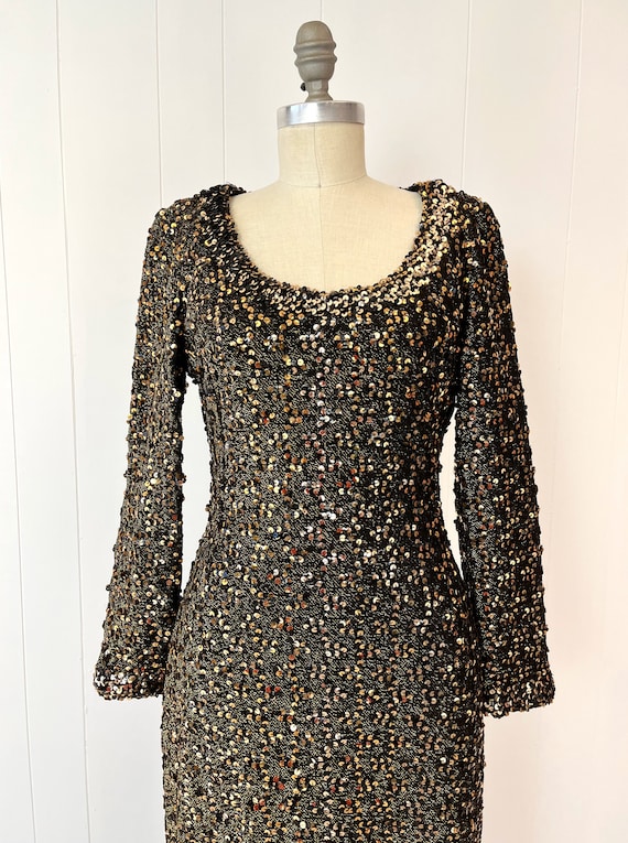 1960s Lilli Diamond Gold Black Sequin Metallic Bo… - image 2