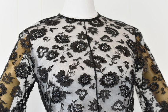 1970s Black Lace Sequined Two Piece Set - image 3