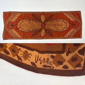 Vintage Vera Neumann Brown Red Floral Wool Silk Blend Boho Scarf