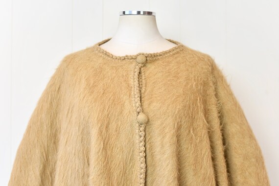 1970s Mohair Wool Tan Light Brown Mohair Fringe P… - image 2