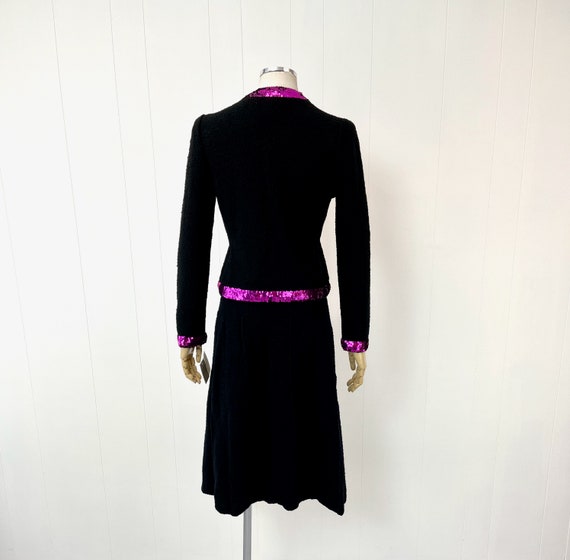 NOS 1980s Adolfo Black Purple Sequin Two Piece Ja… - image 7