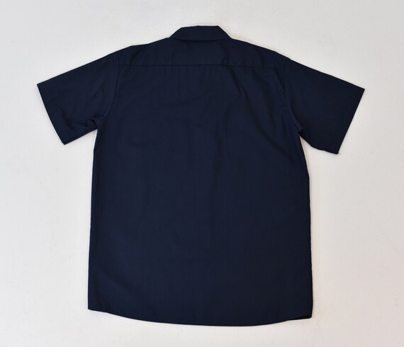 1970s Navy Blue New Jersey Bank Work Shirt - image 4