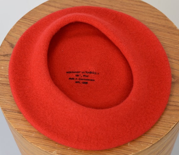 1980s Red Wool Normandy Ultrabasque Beret Hat - image 10