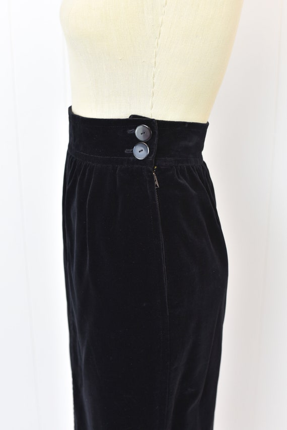 1980s Yves Saint Laurent Black Velvet Pencil Skirt - image 5