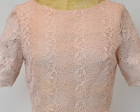 1950s/1960s Ballet Pink Floral Lace Sidney Kramer… - image 9