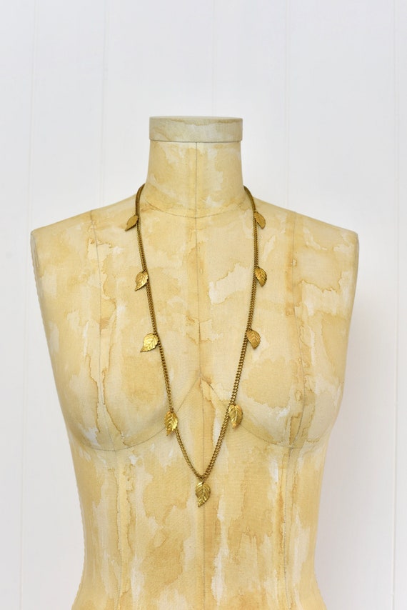 1970s Miriam Haskell Gold Leaves Leaf Statement N… - image 1