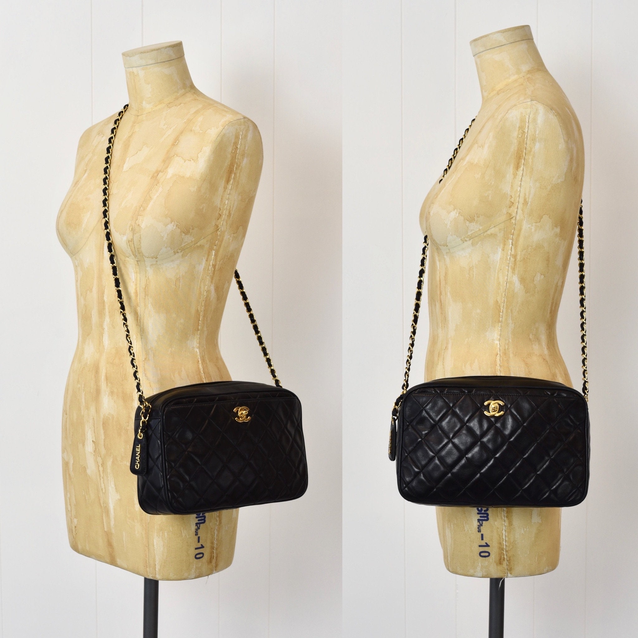 1990s Chanel Black Quilted Lambskin Leather With Gold Tone