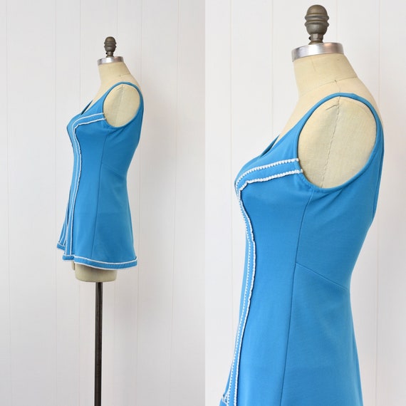1960s Blue & White One Piece Swimsuit - image 5
