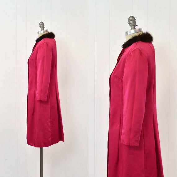 1960s Raspberry Pink Magenta Mink Fur Collar Mid … - image 6