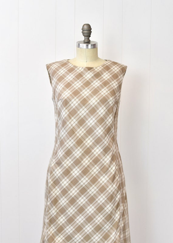 1960s Plaid Light Brown Mod Shift Scooter Dress - image 2