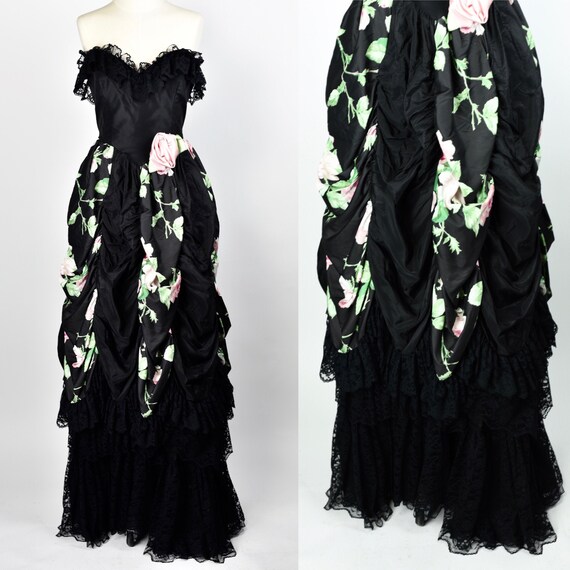 1980's Dramatic Floral Gown