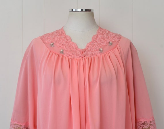 1960s/1970s Pink Lace Floral Rose Embroidered Sha… - image 2