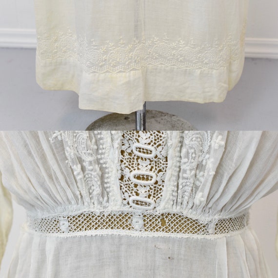 Antique 1900s White Cotton Embroidered Dress - image 9
