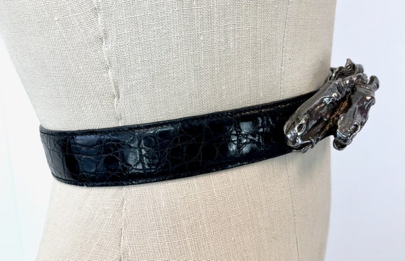 1970s/1980s Gucci Horse Head Horseshoe Buckle Bla… - image 7