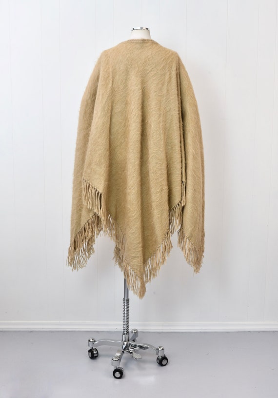 1970s Mohair Wool Tan Light Brown Mohair Fringe P… - image 6