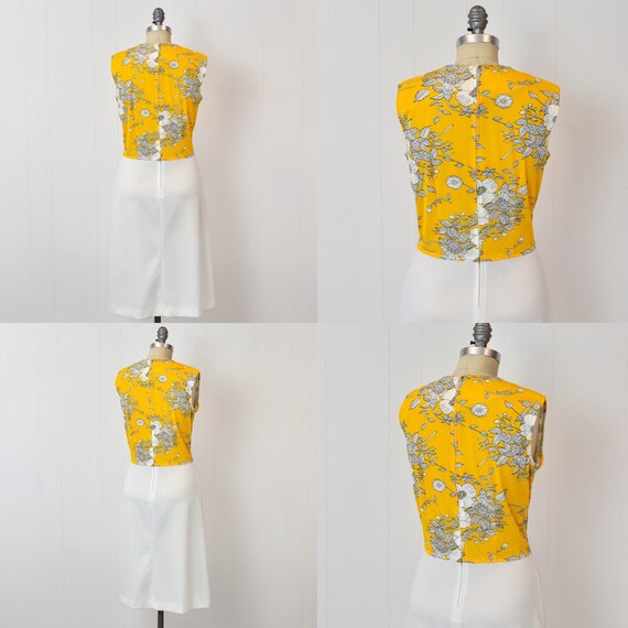 1970s JC Penney Yellow Gold White Floral Print Matchi… Gem