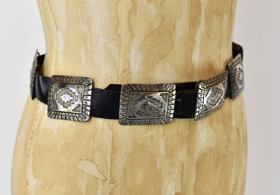 1970s Sterling Silver & Leather Statement Belt - image 9