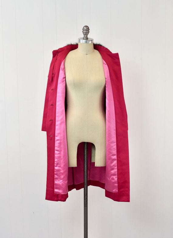1960s Raspberry Pink Magenta Mink Fur Collar Mid … - image 9