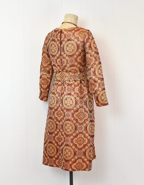 1960s Adele Simpson Brocade Metallic Red Orange R… - image 14
