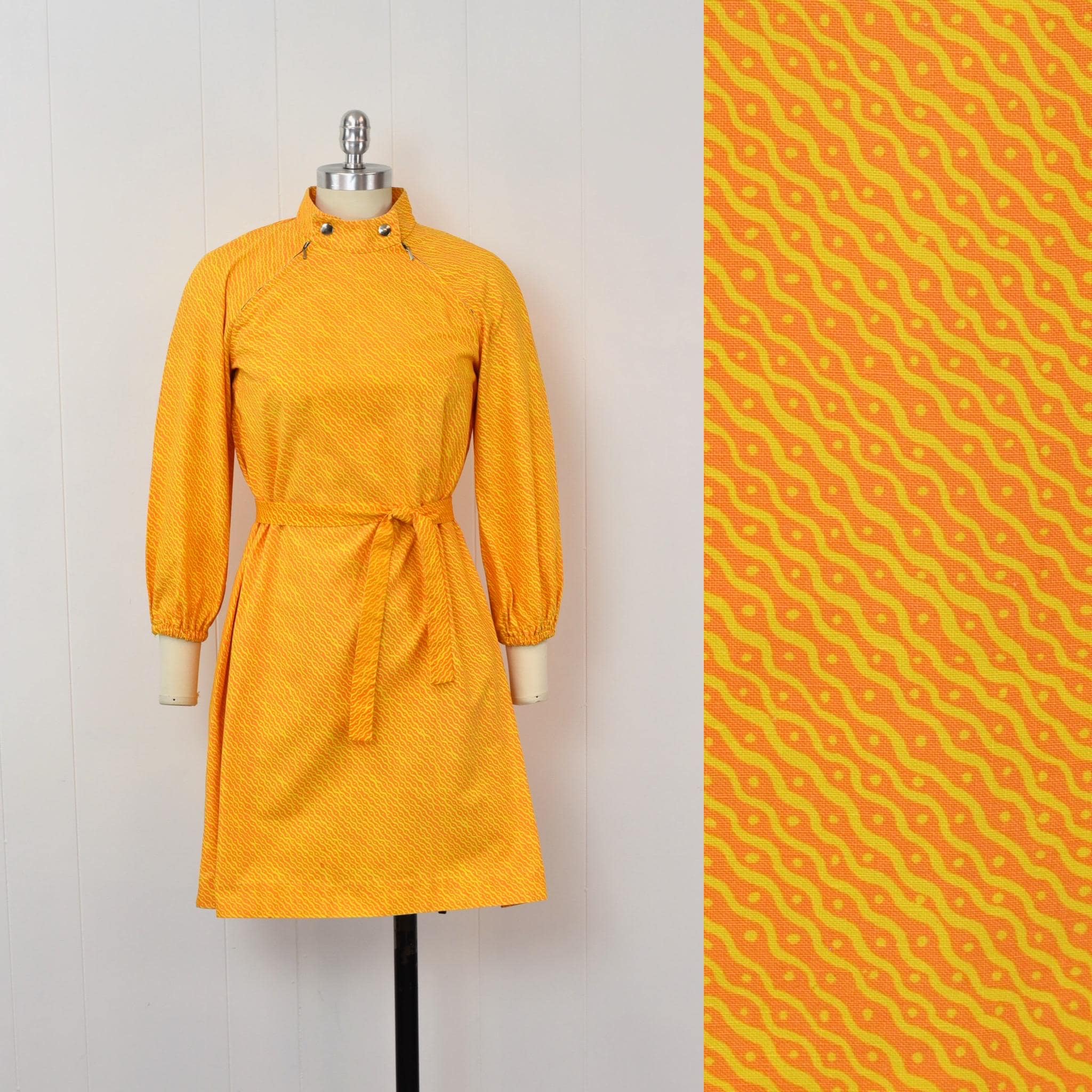 1968 Marimekko Finland Annika Rimala Geometric Dot Pattern Orange