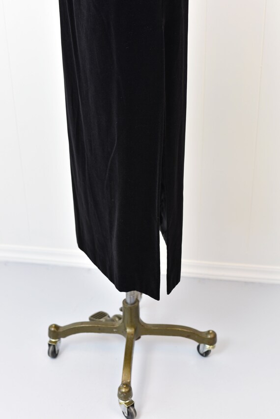 1980s Yves Saint Laurent Black Velvet Skirt with … - image 4