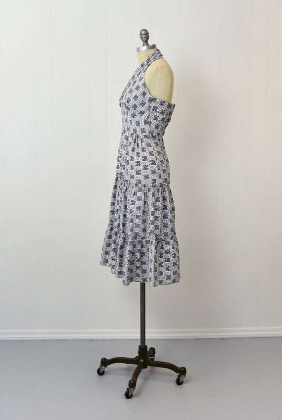 1950s Blue & White Halter Pinup Petite Day Dress - image 5