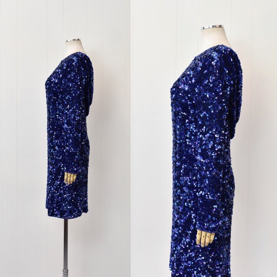 1980s Blue Purple Sequin Beaded Eve's Allure Part… - image 5