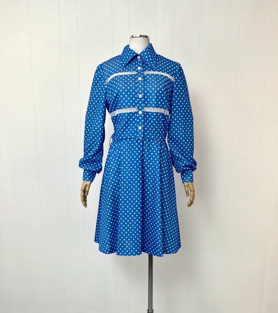 1970s Blue & White Polka Dot Cut Out Melissa Lane… - image 2