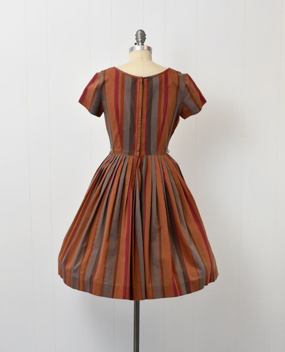 1960s Orange Striped Junior Towne Day Dress - image 6