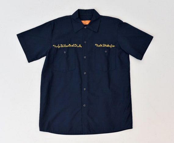 1970s Navy Blue New Jersey Bank Work Shirt - Etsy