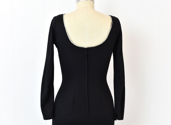 1960s Black Rhinestoned Party Dress - image 6