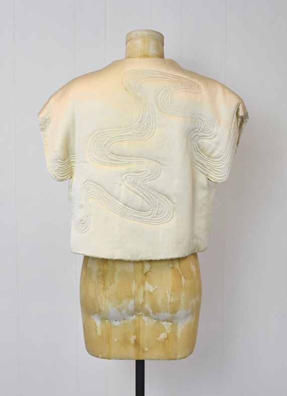 1970s Ronald Amey Couture Ivory Off White Silk Em… - image 5