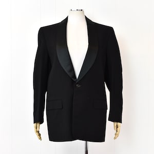 1970s Black Suit Tuxedo Jacket Coat Schlesinger&#39;s New York