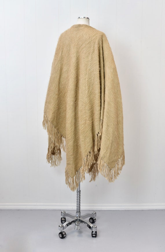 1970s Mohair Wool Tan Light Brown Mohair Fringe P… - image 8